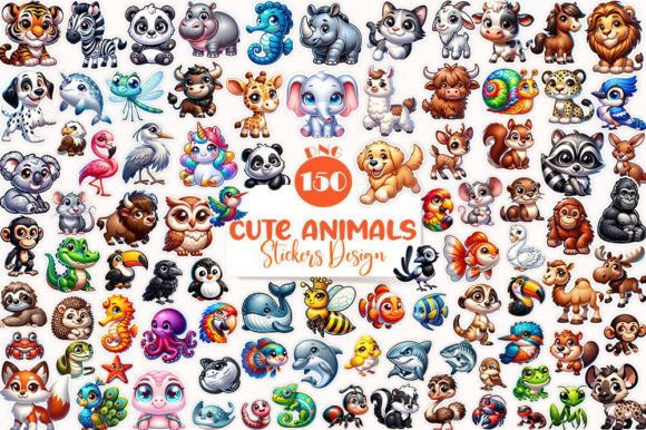 150 3D Stickers 100 Unique Animals
