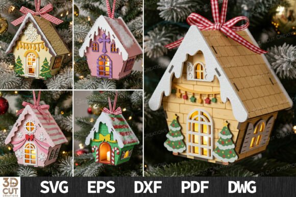 3D Christmas House Ornament Bundle