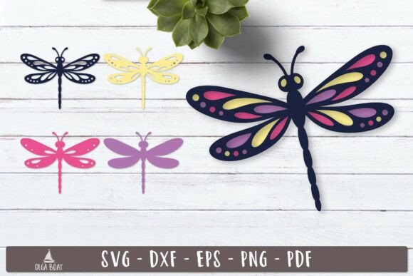 3d Dragonfly Layered SVG Design