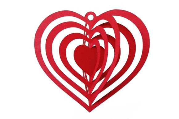 3D Heart Wind Spinner Decor Mobile SVG