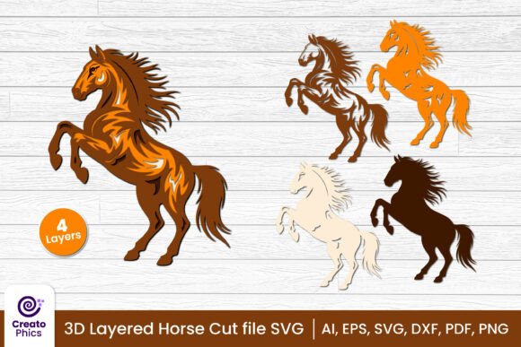 3D Layered Horse SVG, Animal Cut File: Elevating Your Crafting Projects