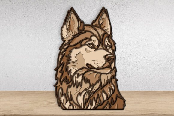 3D Layered Husky Dog Laser Cut File