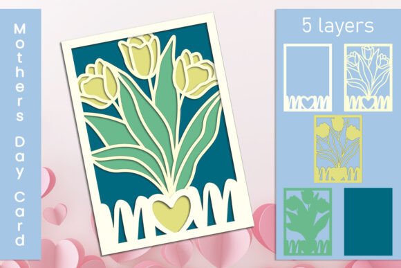 3d Layered Mothers Day Card, Mom Svg