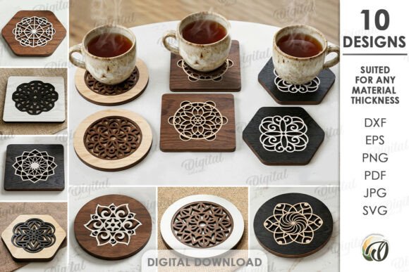 3D Mandala Coasters Laser Cut Bundle