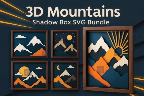 3D Mountains Shadow Box SVG Bundle
