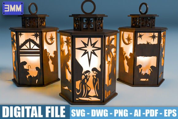 3D Nativity Scene Lantern Laser Cut File