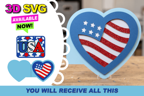 4th of July Card 3D SVG