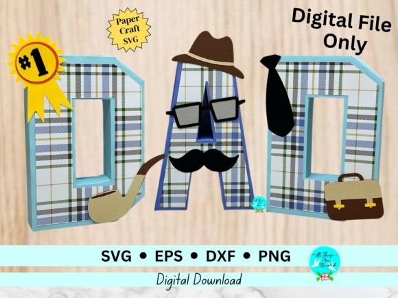 Dad 3D Letters Paper Craft SVG