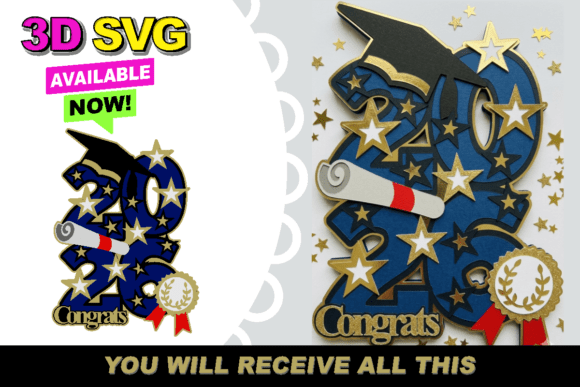 Graduation 2026 Topper 3D SVG