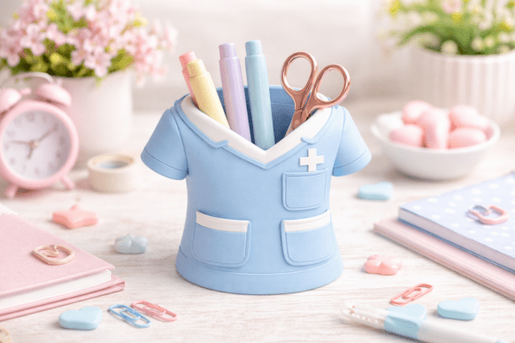 Nurse Scrubs Pen Holder - Desk Organizer for 3D Printing