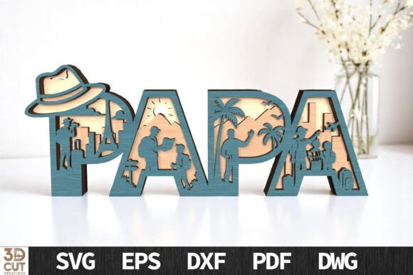 Papa 3D Travel Theme Layered Sign