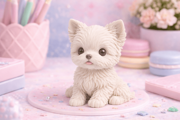 Stylized Yorkie Puppy STL 3D Model