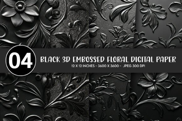 Transforming Digital Assets into Physical Art: The Versatility of Black 3D Embossed Floral Digital Paper